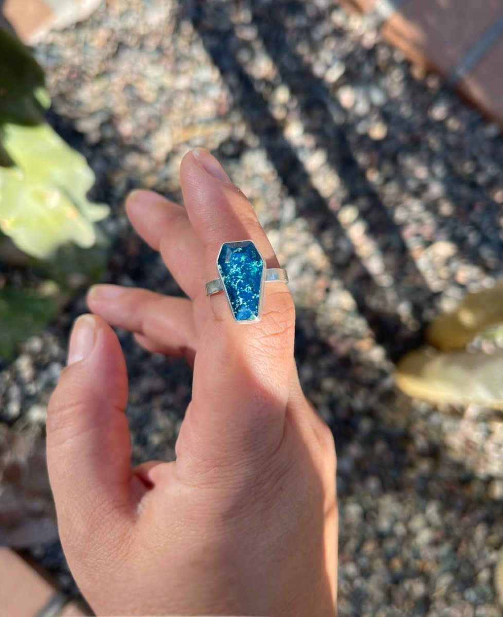 Azurite Coffin Ring - Sky Island Jewelry