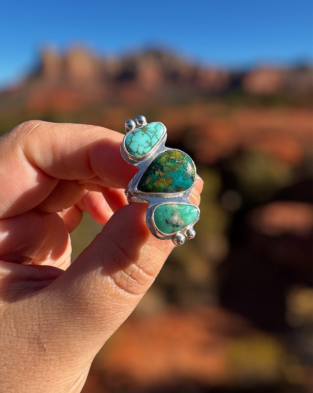 Azurite Malachite & Turquoise Ring - Sky Island Jewelry