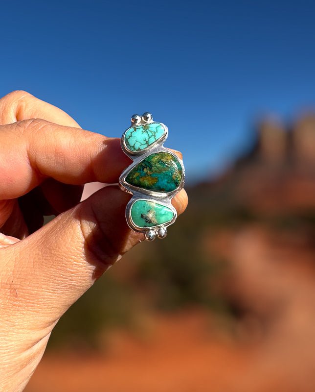Azurite Malachite & Turquoise Ring - Sky Island Jewelry