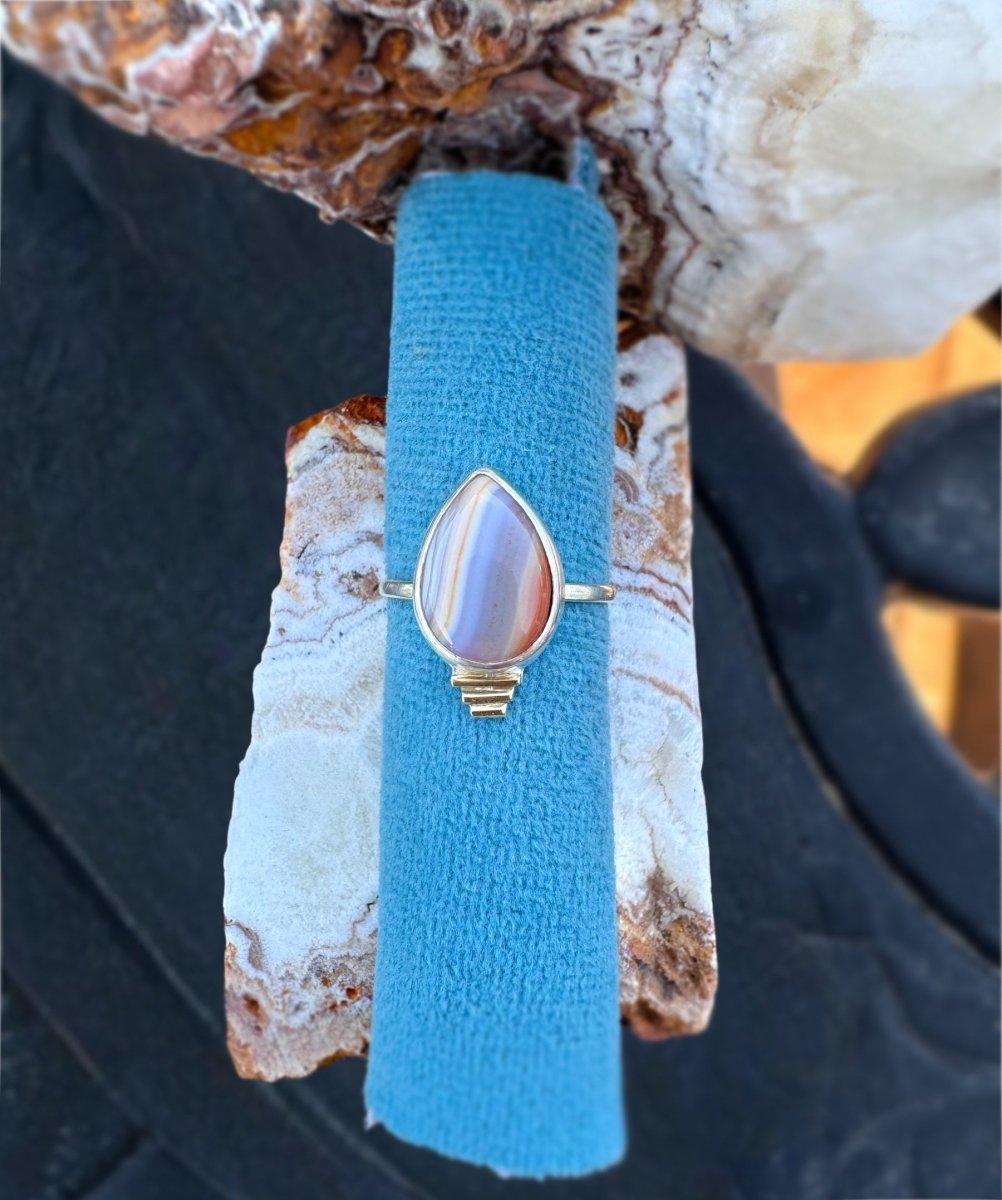 Botswana Agate Teardrop Ring - Sky Island Jewelry