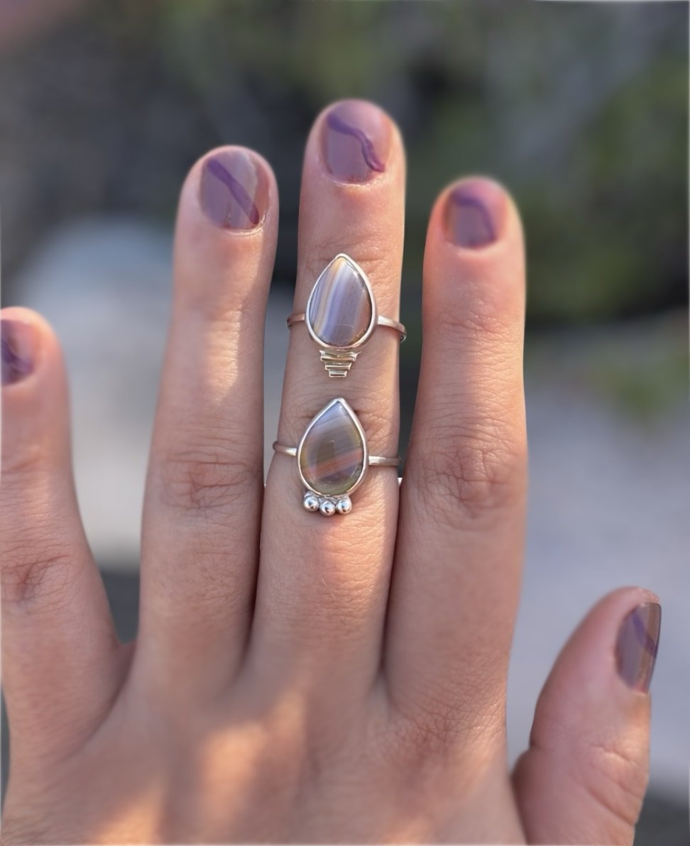 Botswana Agate Teardrop Ring - Sky Island Jewelry