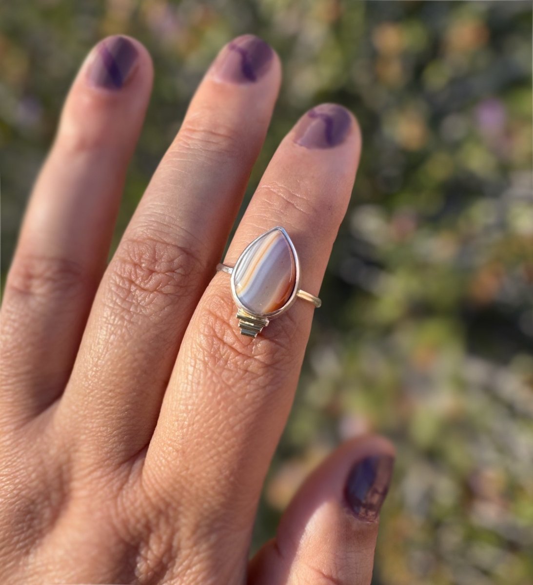 Botswana Agate Teardrop Ring - Sky Island Jewelry