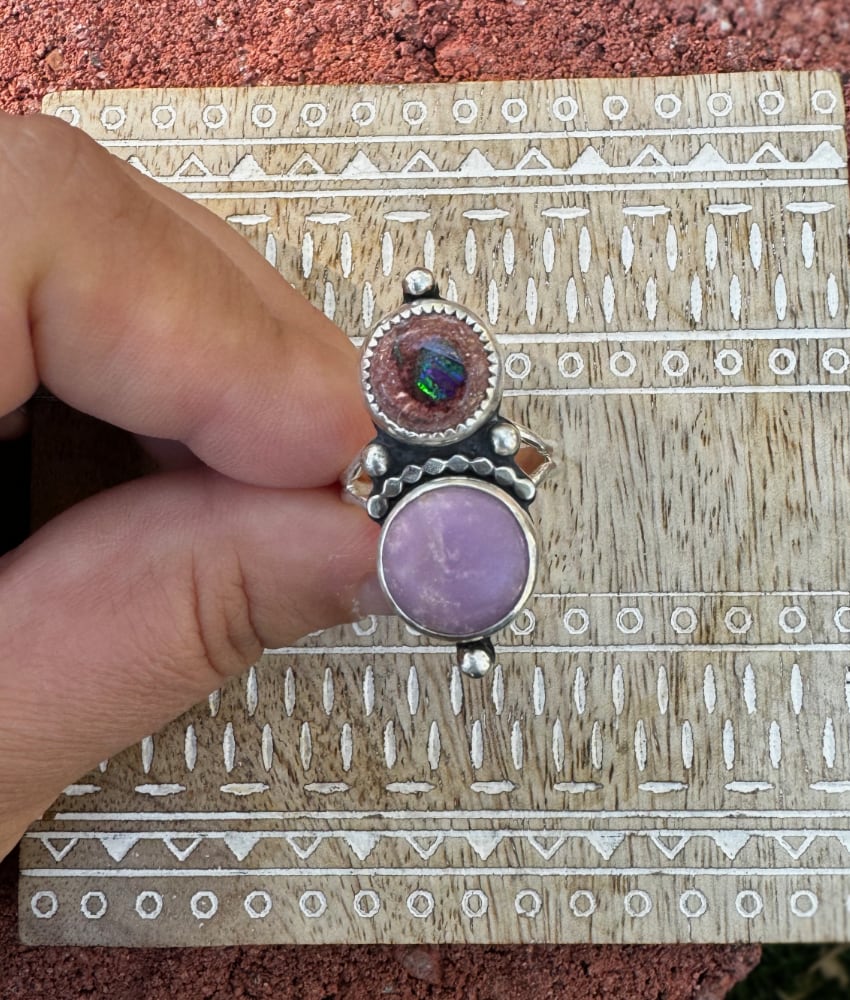 Cantera Fire Opal & Phosphosiderite Ring - Sky Island Jewelry