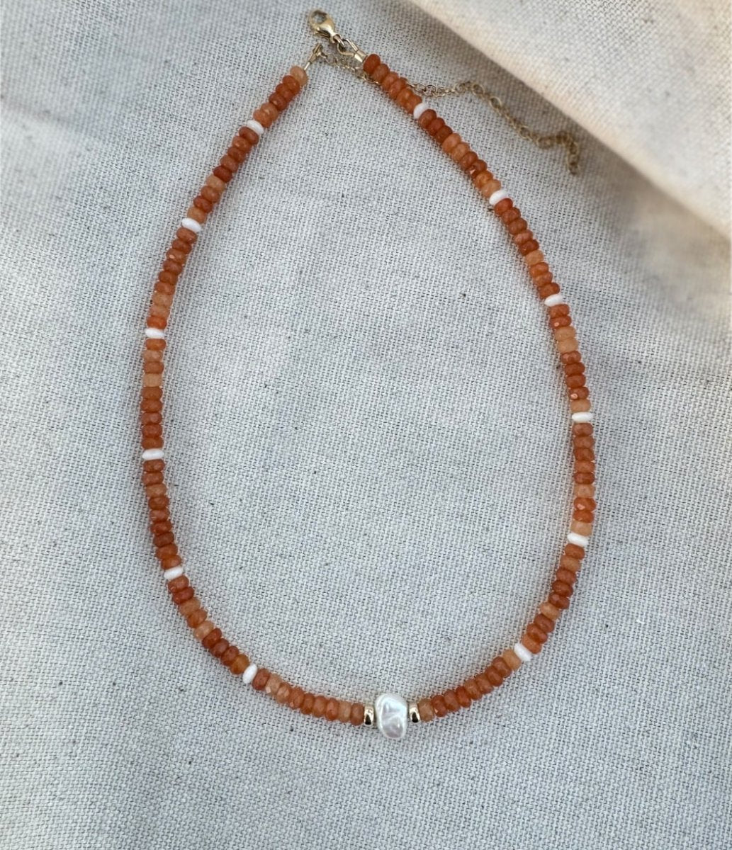 Carnelian Pearl 14K Gold Fill Necklace - Sky Island Jewelry