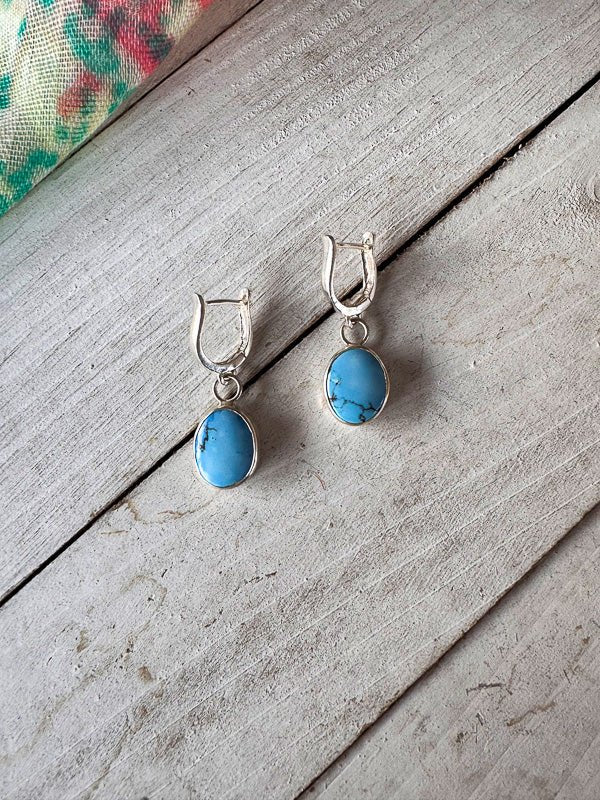 Golden Hills Turquoise Huggie Hoops - Sky Island Jewelry