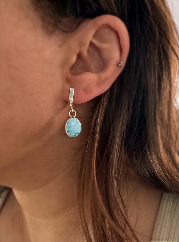 Golden Hills Turquoise Huggie Hoops - Sky Island Jewelry