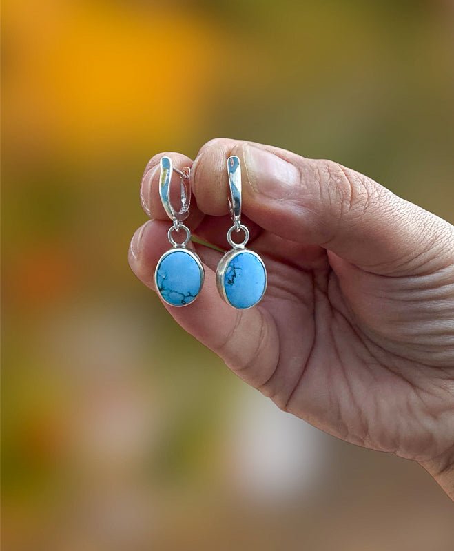 Golden Hills Turquoise Huggie Hoops - Sky Island Jewelry