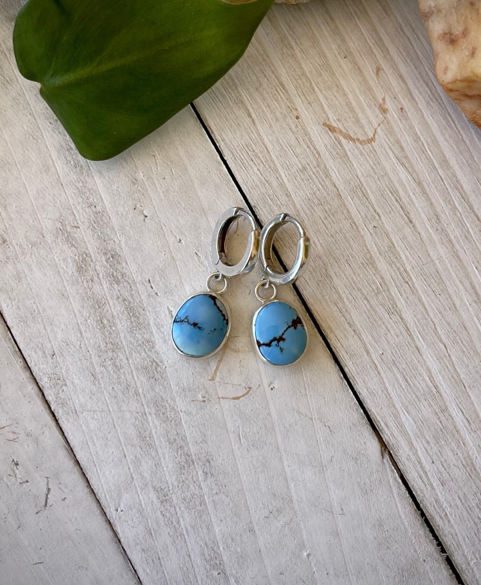 Golden Hills Turquoise Huggie Hoops - Sky Island Jewelry