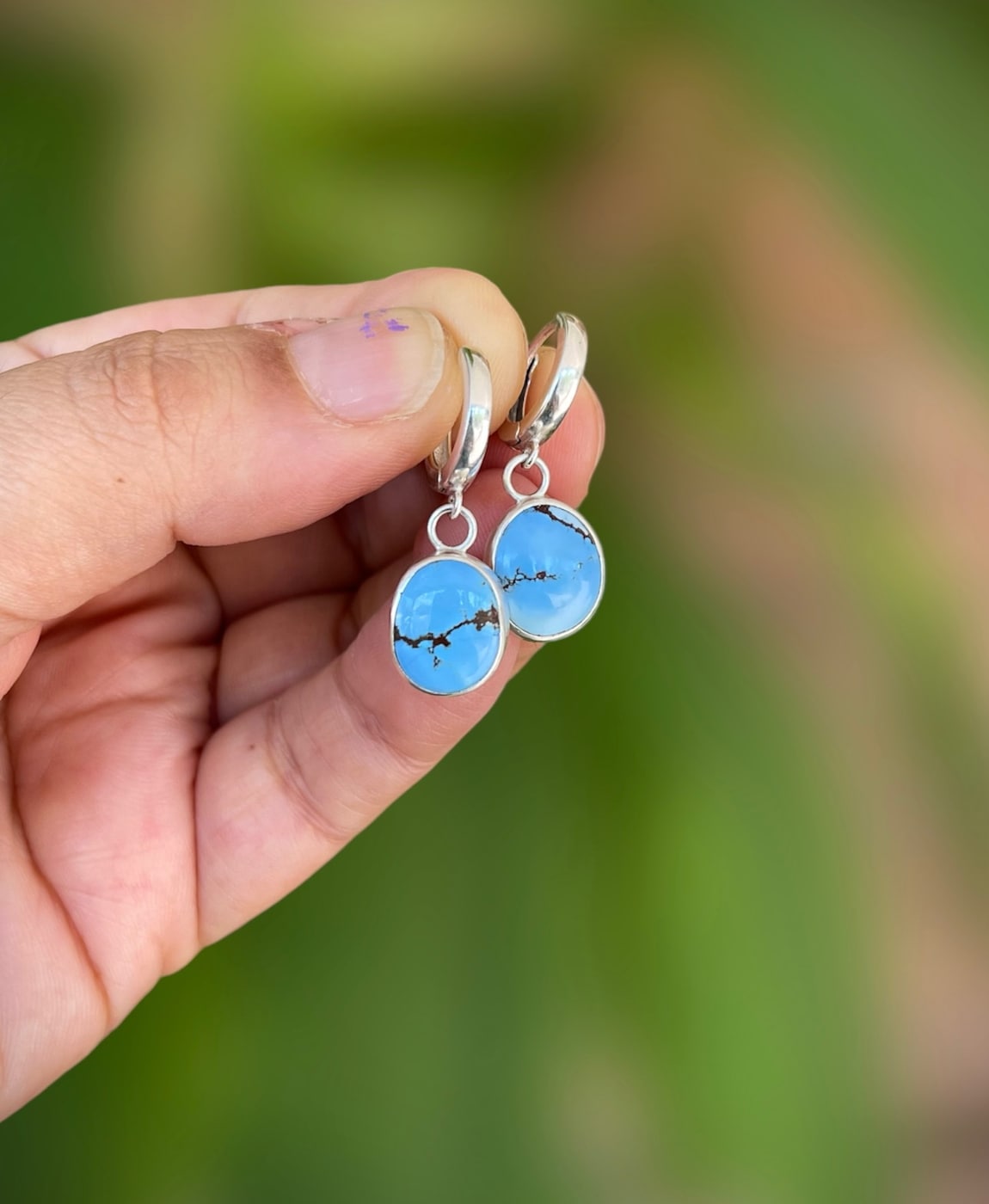 Golden Hills blue turquoise huggie hoop earrings