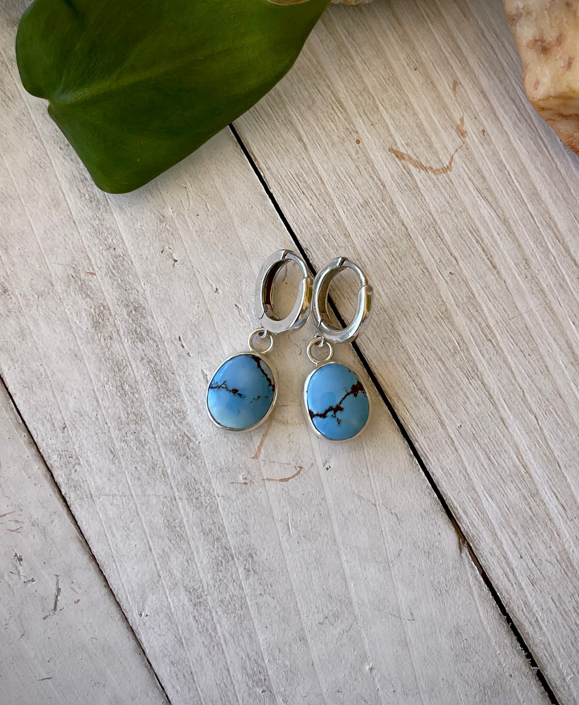 Golden Hills blue turquoise huggie hoop earrings