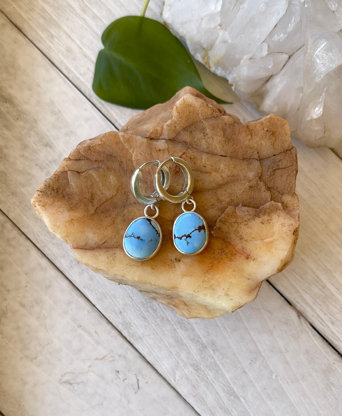 Golden Hills blue turquoise huggie hoop earrings