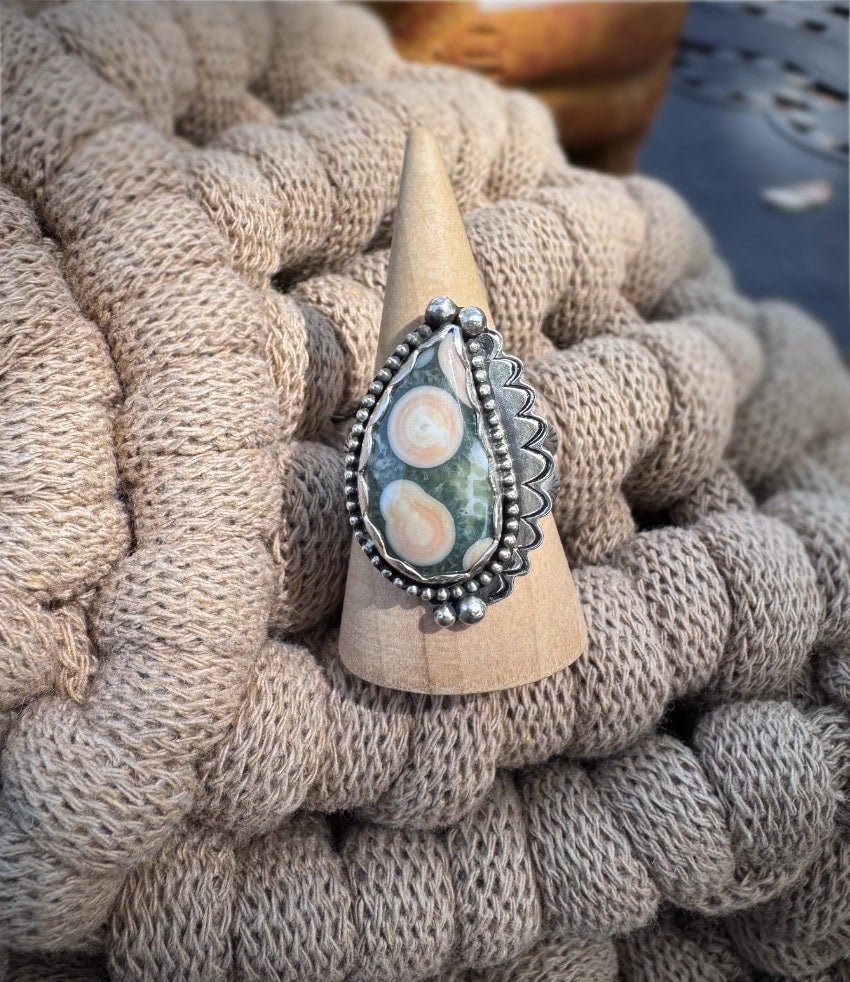 Green Ocean Jasper Swirl Ring - Sky Island Jewelry
