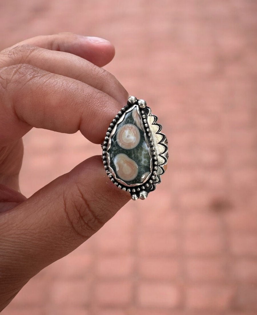 Green Ocean Jasper Swirl Ring - Sky Island Jewelry