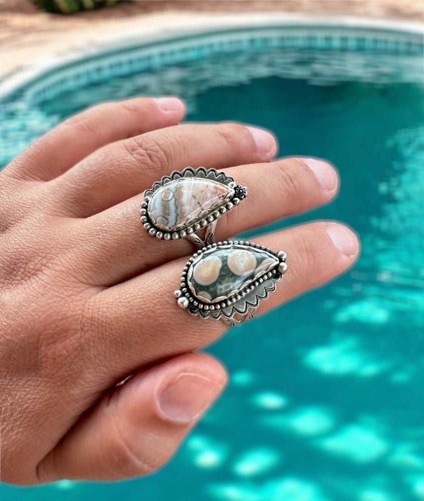 Green Ocean Jasper Swirl Ring - Sky Island Jewelry