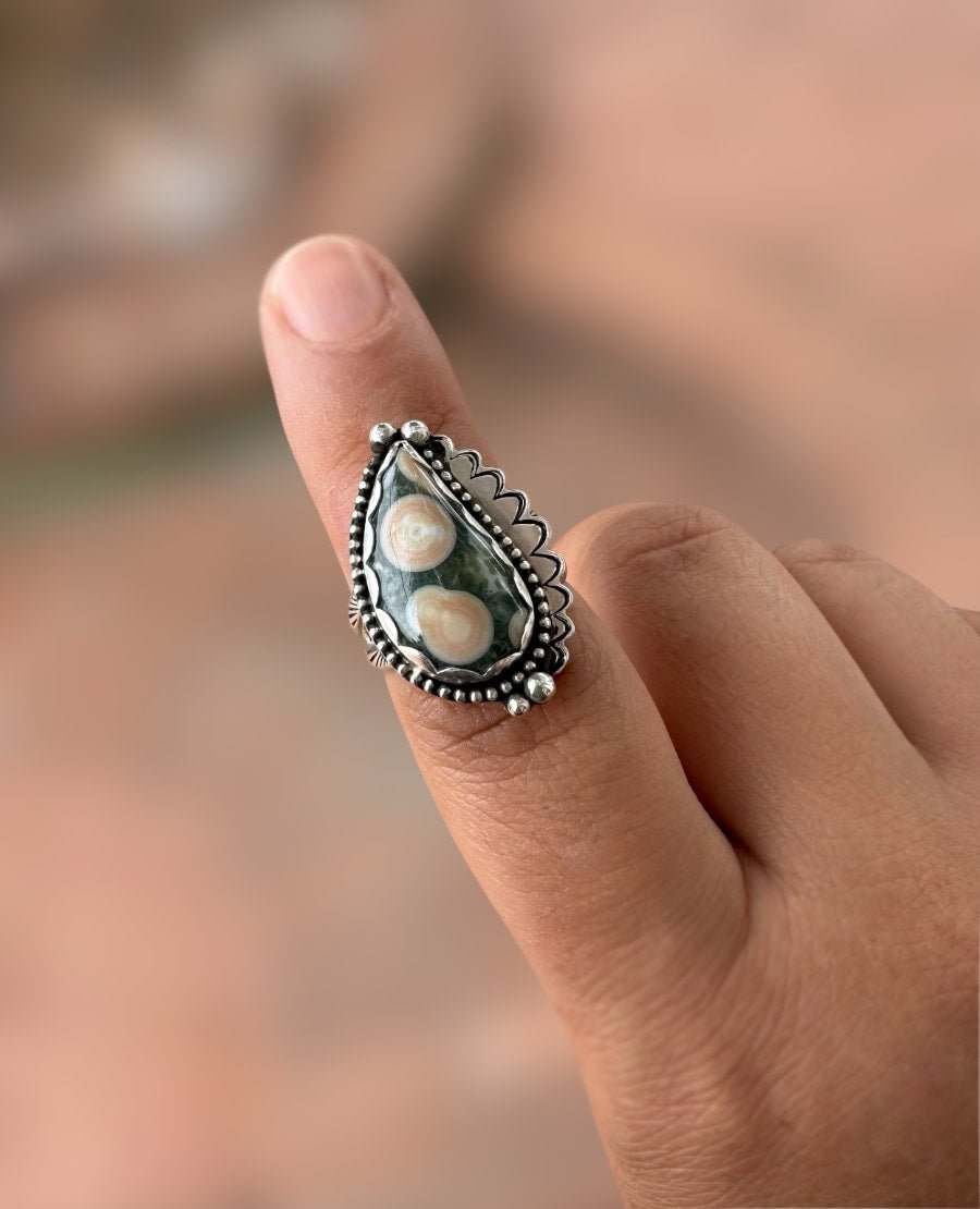 Green Ocean Jasper Swirl Ring - Sky Island Jewelry
