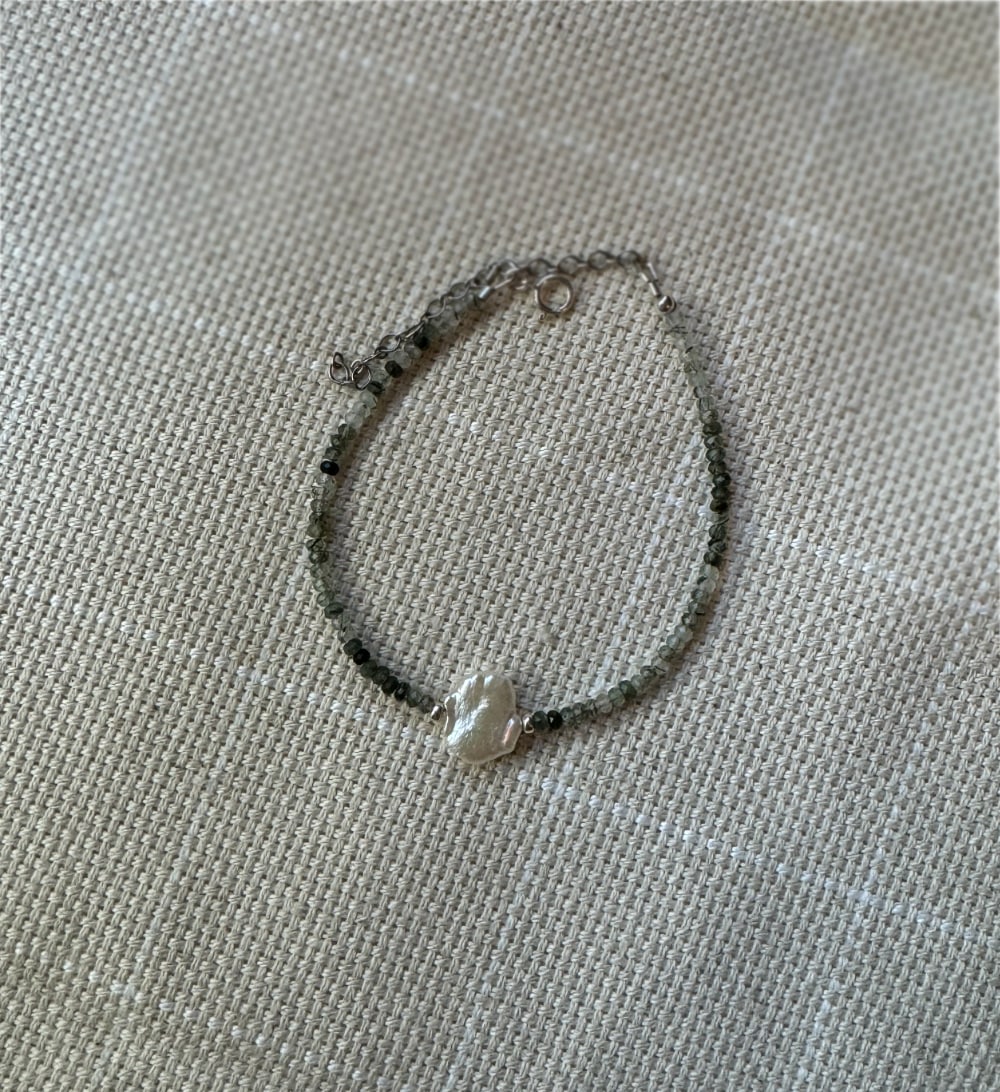 Green Rutilated Quartz & Pearl Bracelet - Sky Island Jewelry