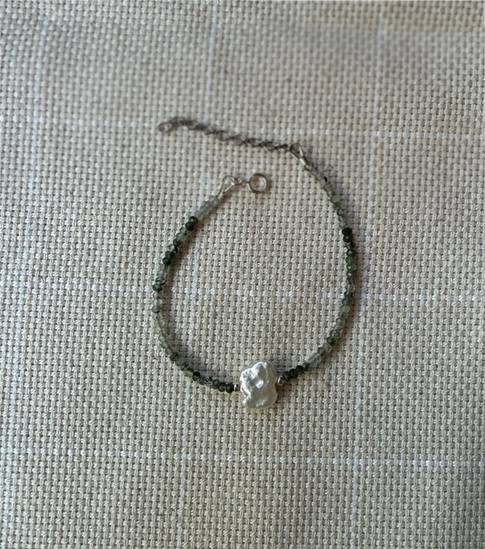 Green Rutilated Quartz & Pearl Bracelet - Sky Island Jewelry