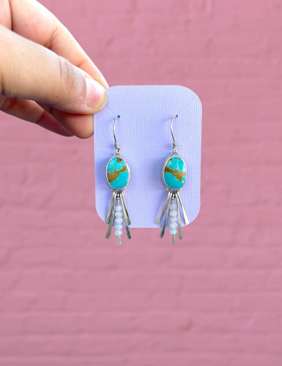 Kingman & Moonstone Dangles - Sky Island Jewelry