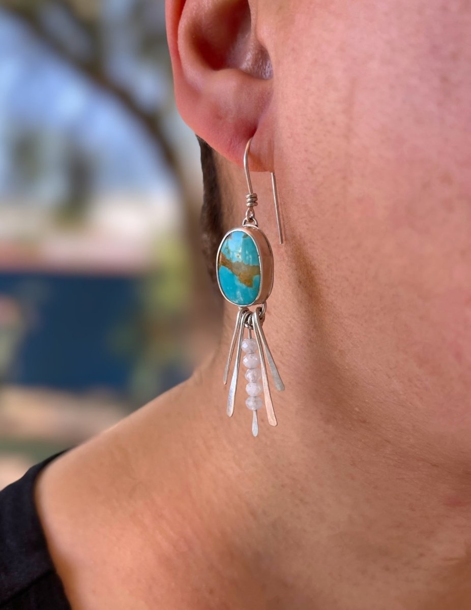 Kingman & Moonstone Dangles - Sky Island Jewelry