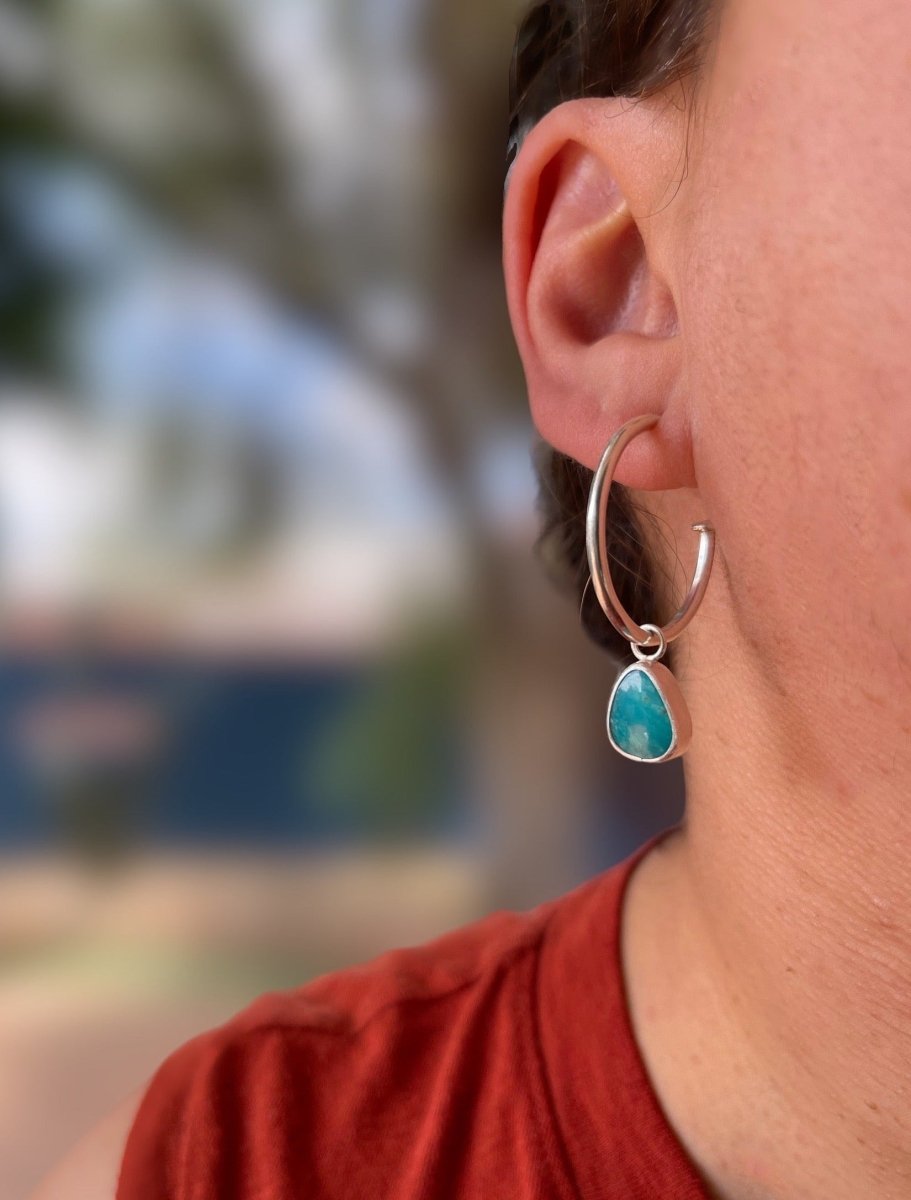 Kingman Turquoise Hoops - Sky Island Jewelry