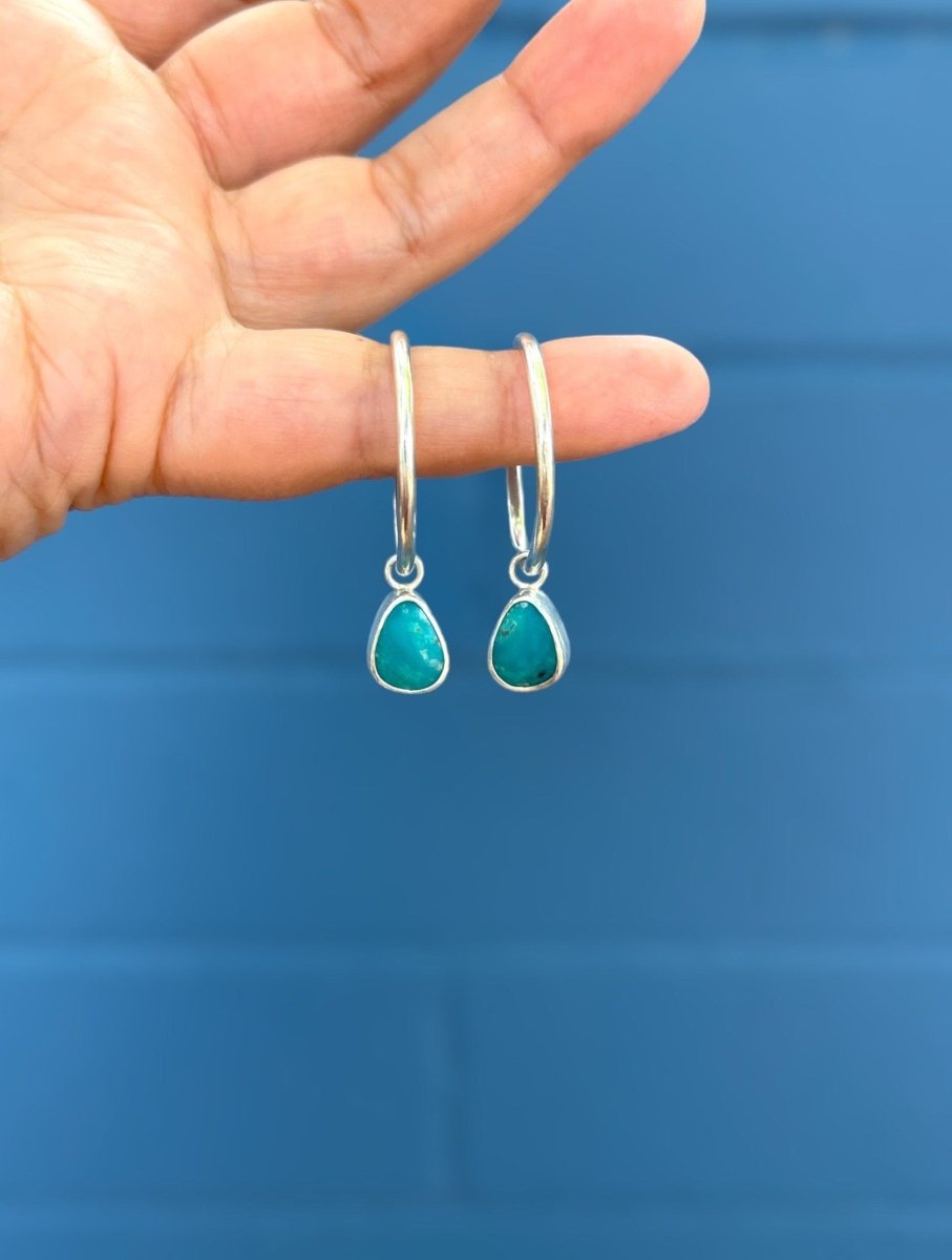 Kingman Turquoise Hoops - Sky Island Jewelry