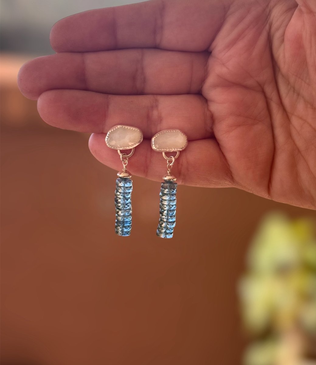 Kyanite & Mother of Pearl Dangle Earrings - Sky Island Jewelry