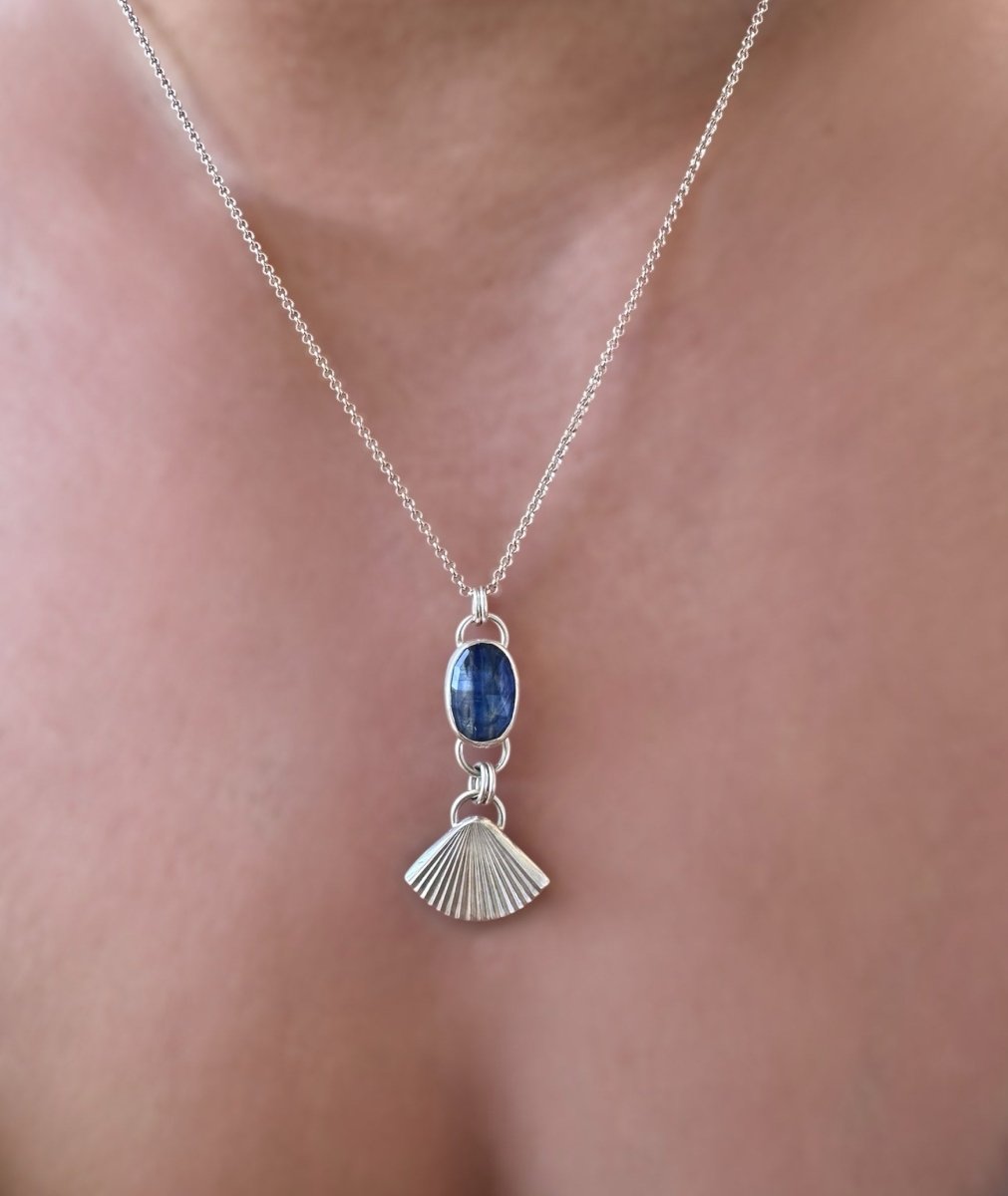 Kyanite Necklace Shell Charm - Sky Island Jewelry