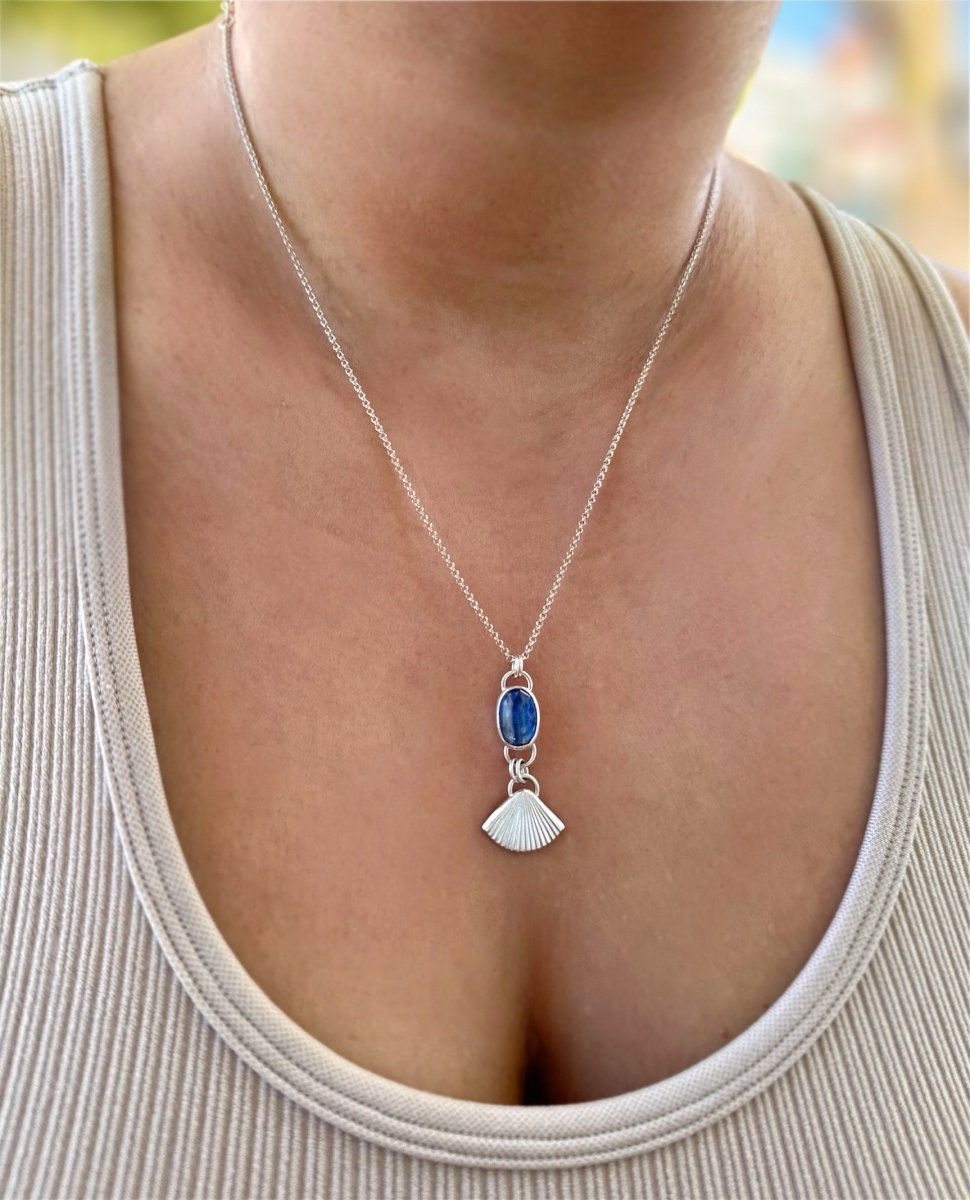 Kyanite Necklace Shell Charm - Sky Island Jewelry