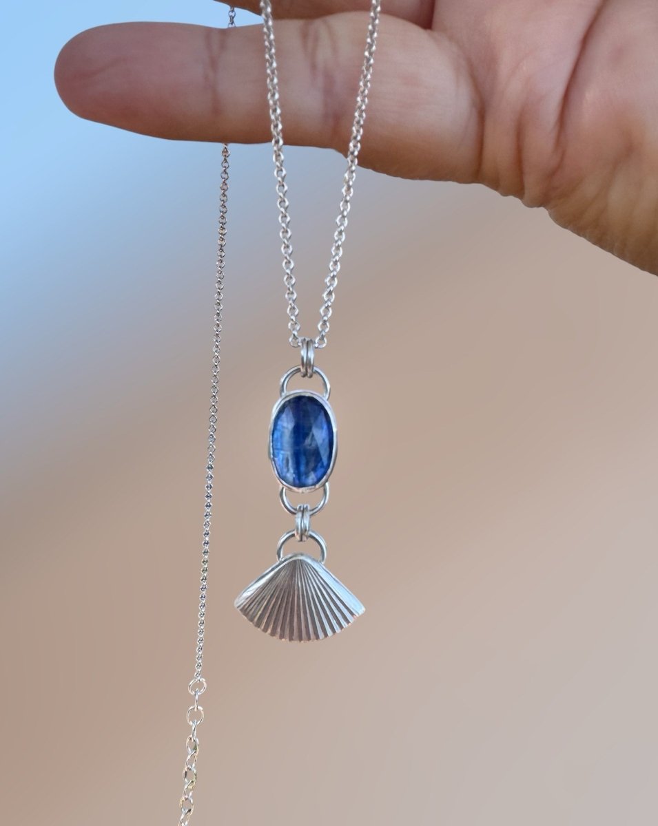 Kyanite Necklace Shell Charm - Sky Island Jewelry