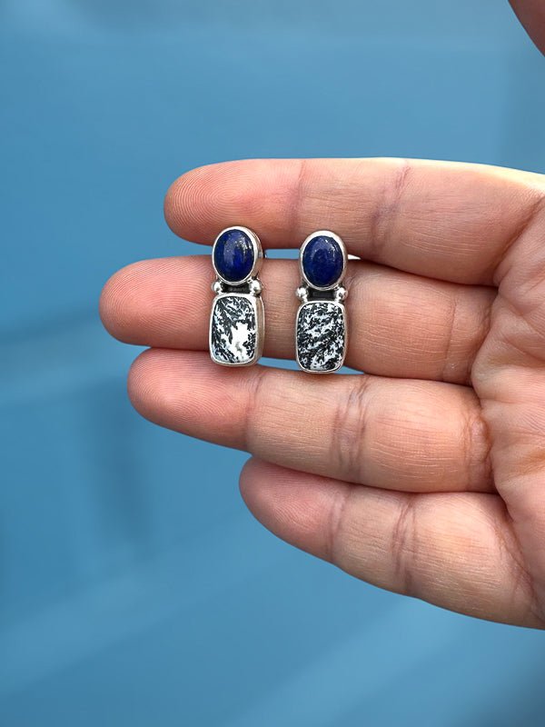Lapis Lazuli & Dendritic Agate Earrings - Sky Island Jewelry