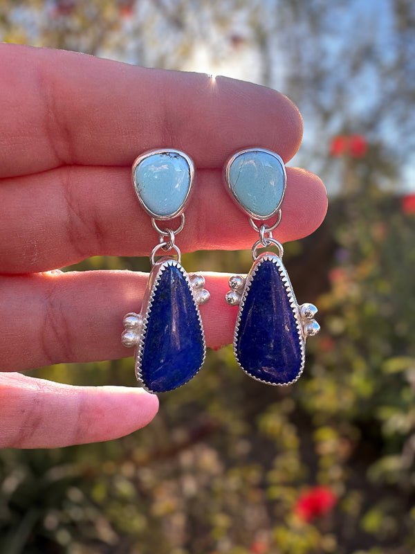 Lapis Lazuli & Golden Hills Turquoise Earrings - Sky Island Jewelry