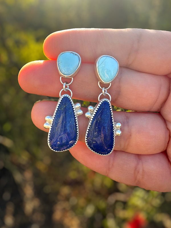 Lapis Lazuli & Golden Hills Turquoise Earrings - Sky Island Jewelry