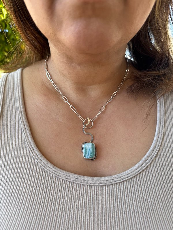Larimar Snake Necklace - Sky Island Jewelry