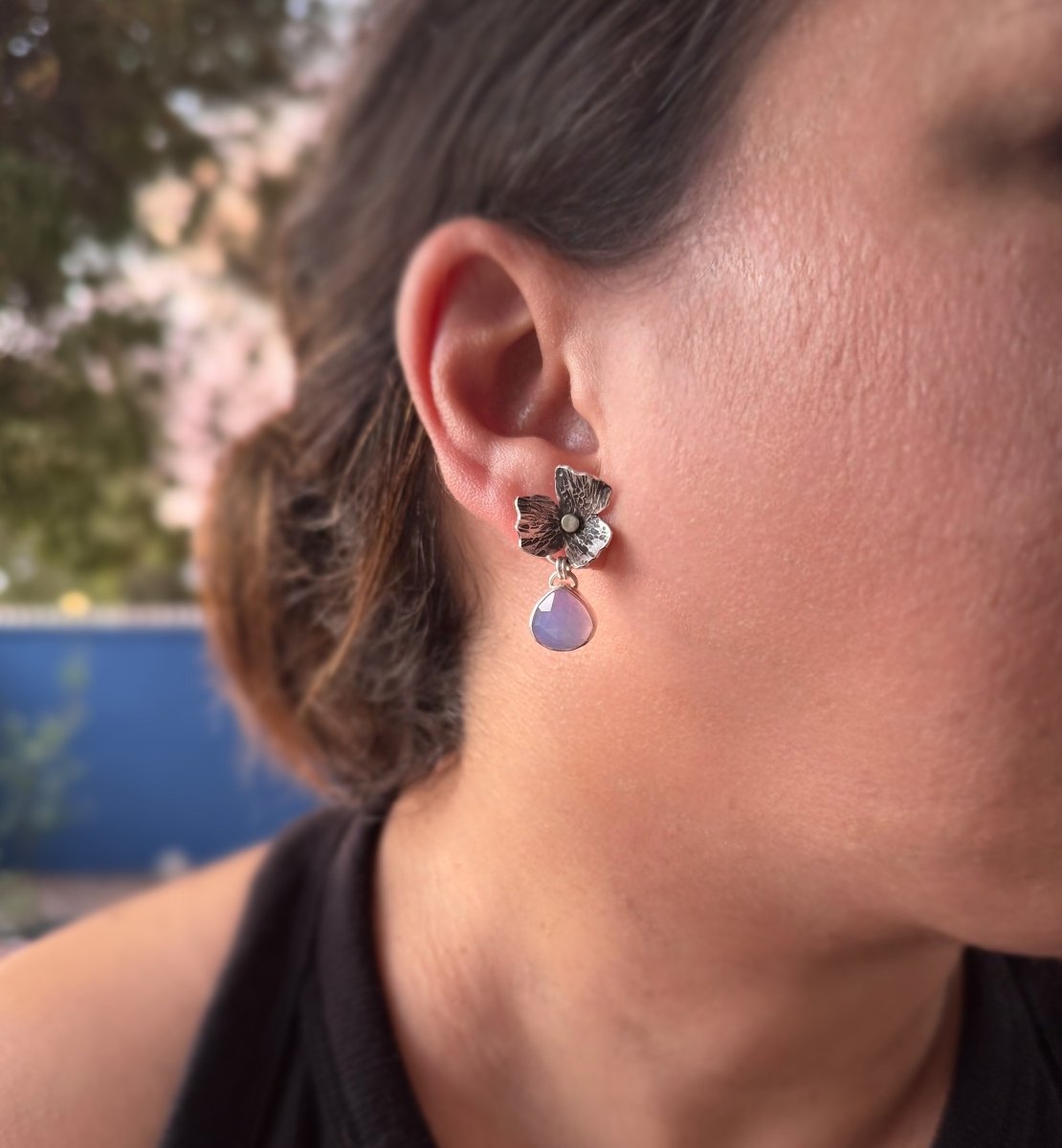 Lavender Quartz Floral Earrings - Sky Island Jewelry