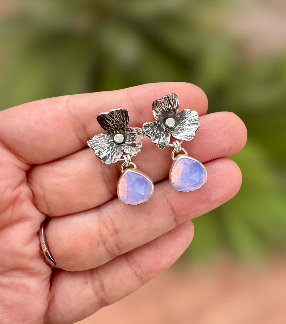 Lavender Quartz Floral Earrings - Sky Island Jewelry