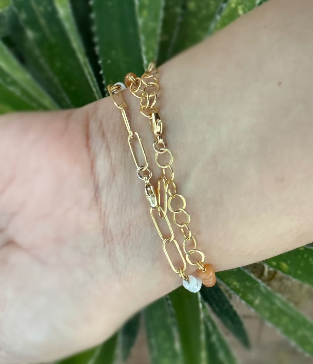 Moonstone & Sunstone Beaded Bracelet - Sky Island Jewelry