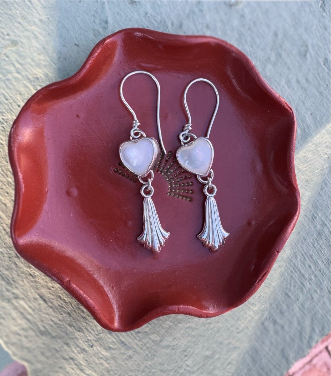 Mother Of Pearl Heart Earrings - Sky Island Jewelry
