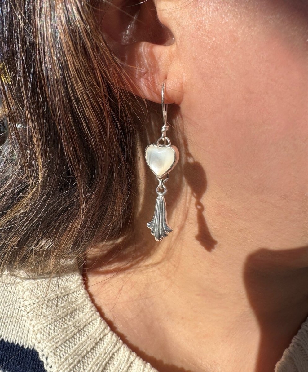 Mother Of Pearl Heart Earrings - Sky Island Jewelry