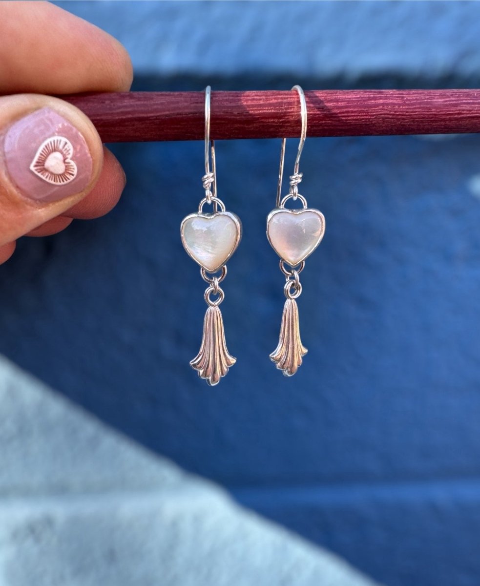 Mother Of Pearl Heart Earrings - Sky Island Jewelry