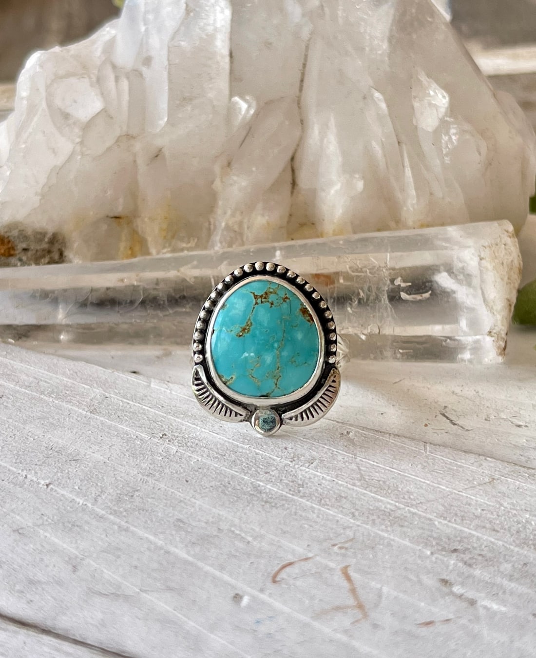 Number 8 turquoise sterling silver handmade ring