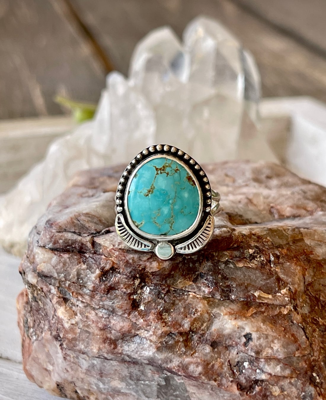 Number 8 turquoise sterling silver handmade ring