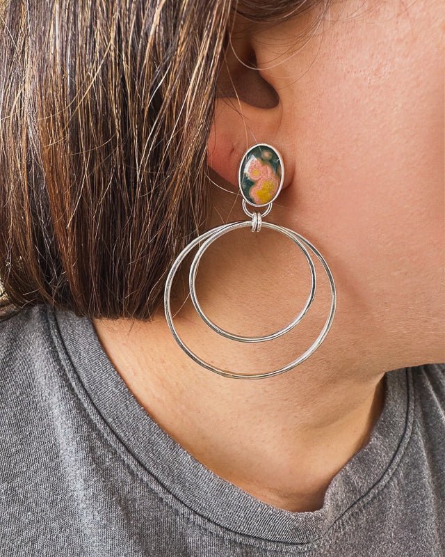 Ocean Jasper Double Hoops - Sky Island Jewelry