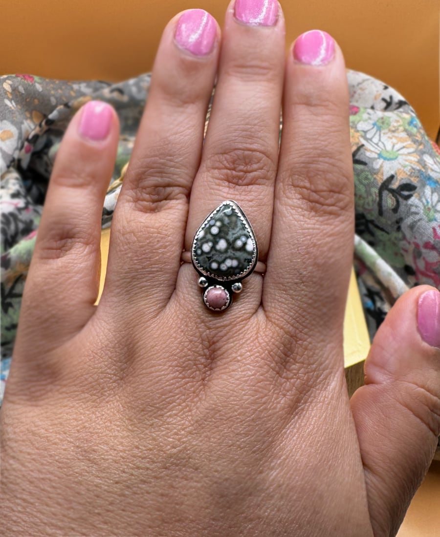 Ocean Jasper & Rhodonite Ring - Sky Island Jewelry