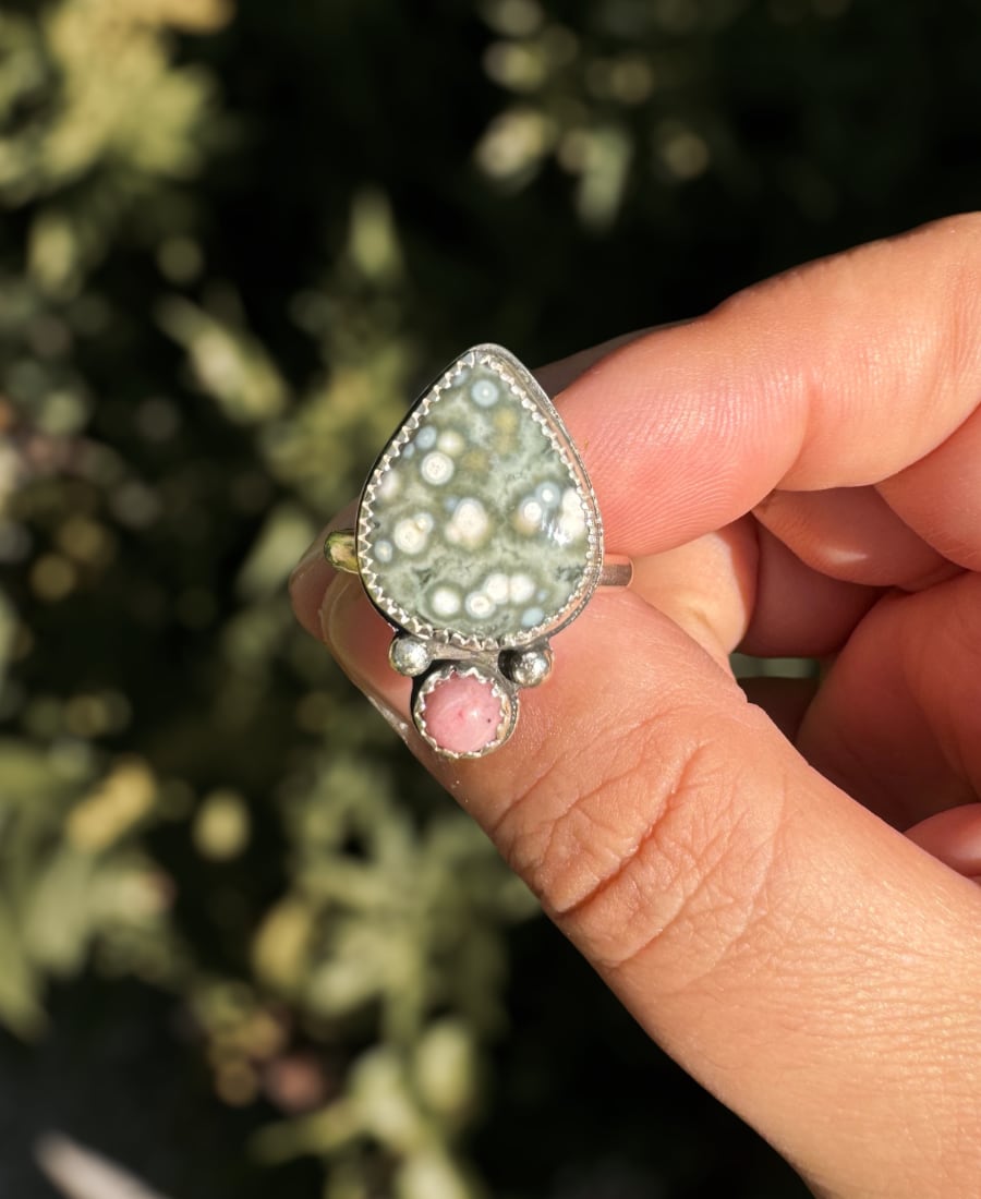 Ocean Jasper & Rhodonite Ring - Sky Island Jewelry