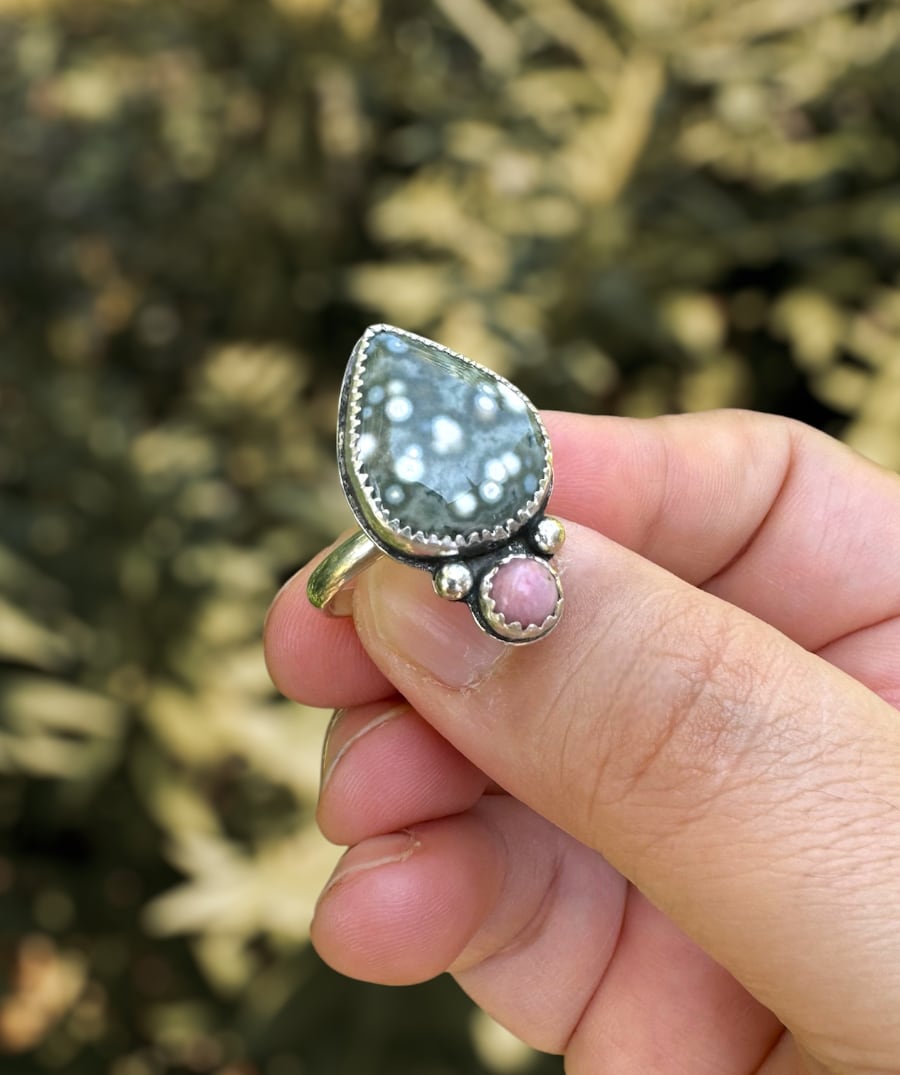 Ocean Jasper & Rhodonite Ring - Sky Island Jewelry