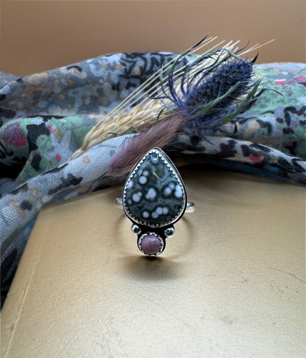 Ocean Jasper & Rhodonite Ring - Sky Island Jewelry