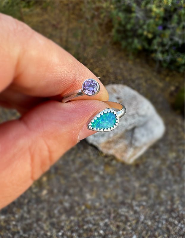 Opal and Cubic Zirconia Wrap Ring - Sky Island Jewelry