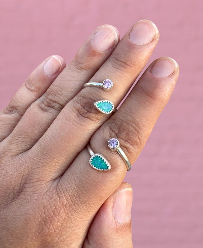 Opal and Cubic Zirconia Wrap Ring - Sky Island Jewelry