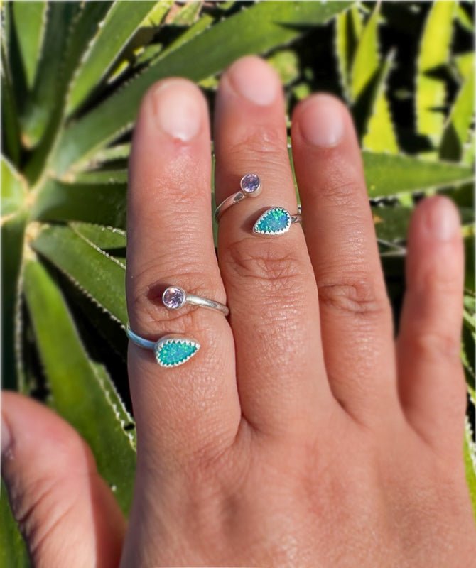 Opal and Cubic Zirconia Wrap Ring - Sky Island Jewelry