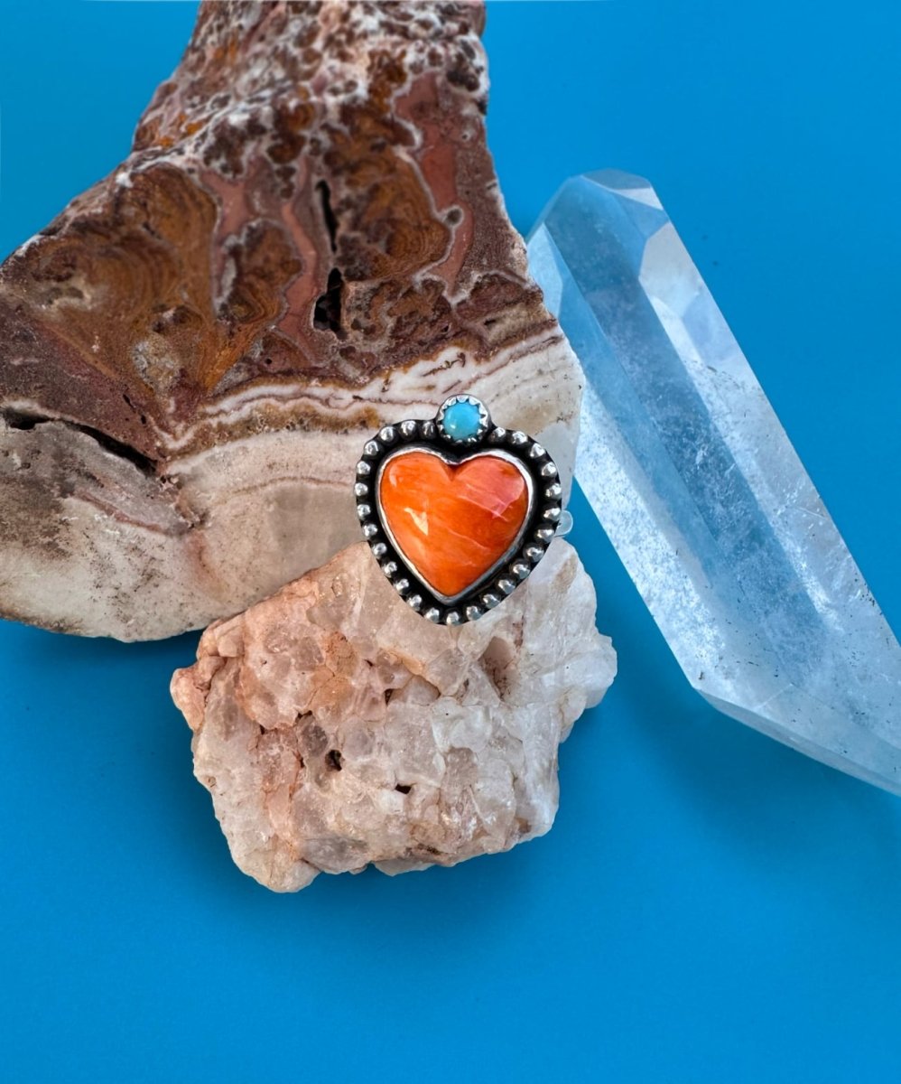 Orange Spiny Oyster Heart Ring - Sky Island Jewelry